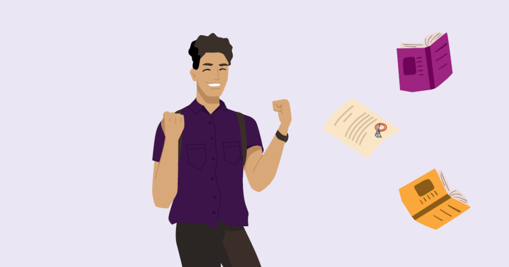 Illustration of a young man celebrating.