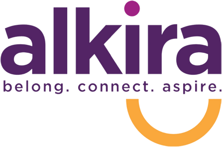 Alkira logo with belong, connect, aspire tagline