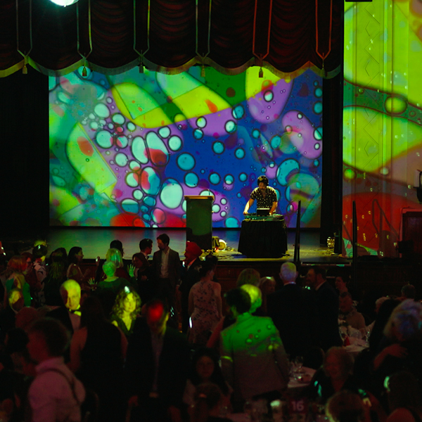 Colourful lighting at the Alkira 70th anniversary gala.